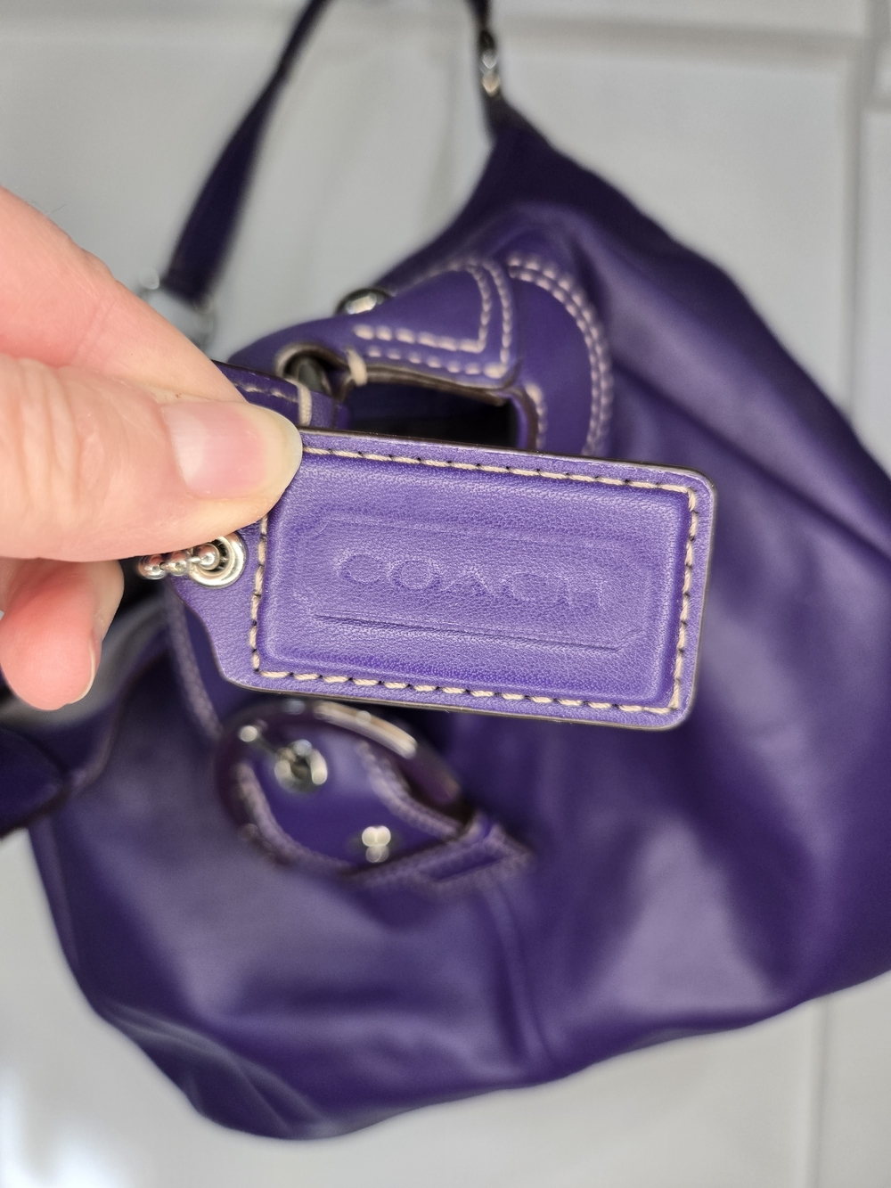COACH Purple Leather Shoulder Bag - Picture 4 of 10